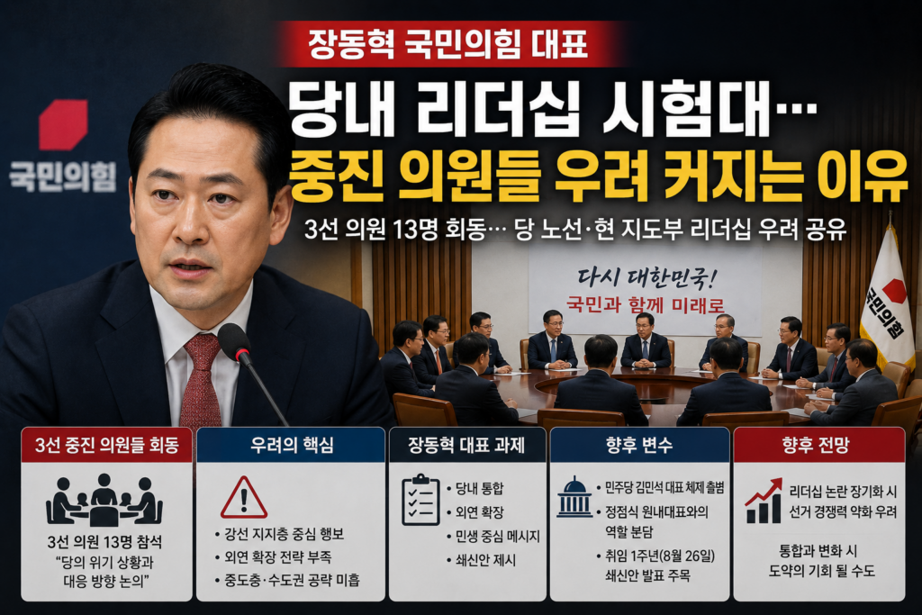 장동혁 국민의힘 대표, 당내 리더십 시험대…중진 의원들 우려 커지는 이유 제품 이미지