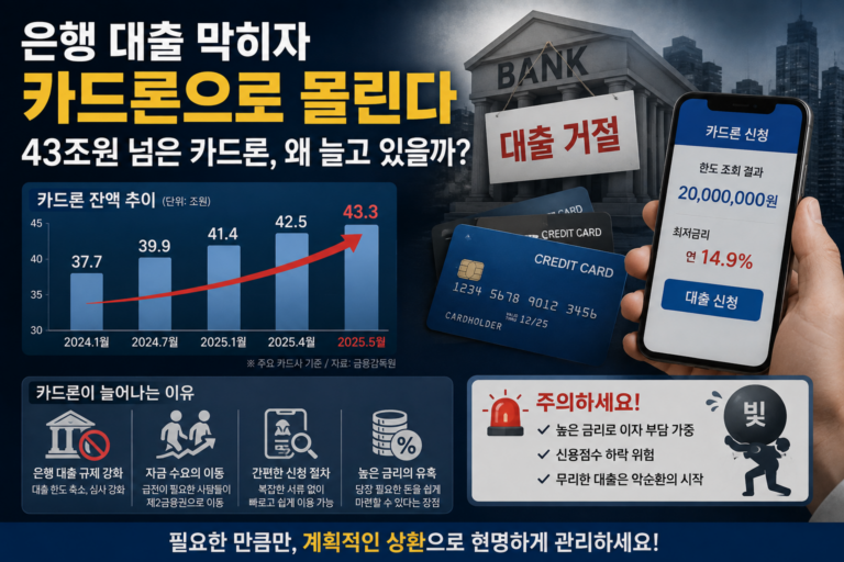 은행 대출 막히자 카드론으로 몰린다…43조원 넘은 카드론, 왜 늘고 있을까?