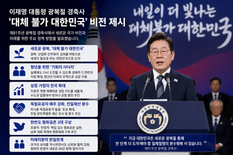 이재명 대통령 제81주년 광복절 경축사 대체 불가 대한민국