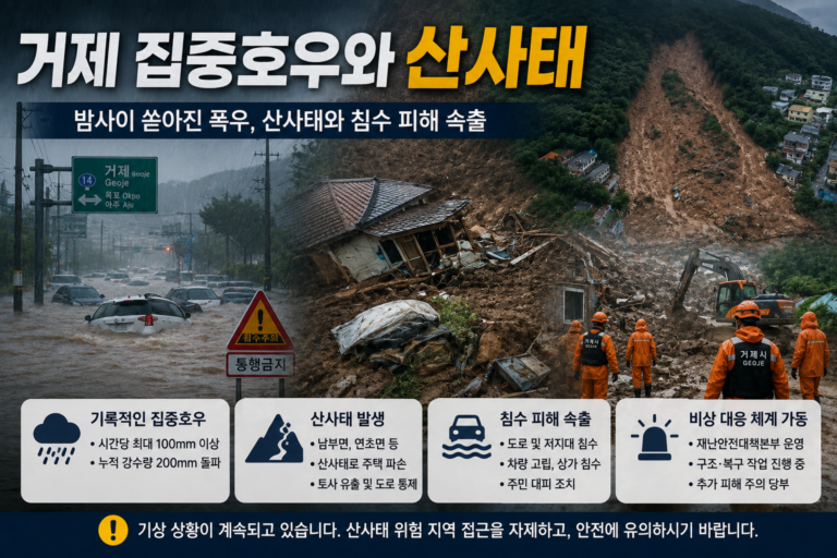 거제 집중호우와 산사태